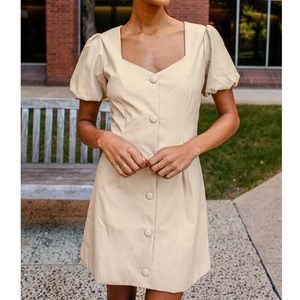 NWT Aiming to Achieve Vegan Lthr Puff Sleeve Dress
